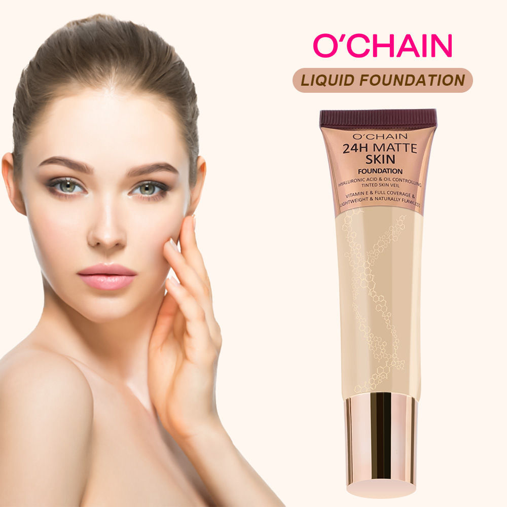Ochain Cross-Border Liquid Foundation Conceals Blemishes, Long-Lasting, Non-Removable, Non-Sticky, Non-Removable, Oil-Control Matte Liquid Foundation for Oily Skin