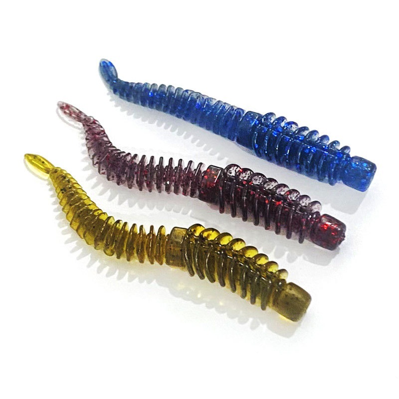 Cross-border floating water reverse thread needle tail plus fish attractant light dance worm soft worm TPR surface system Luya soft bait wholesale