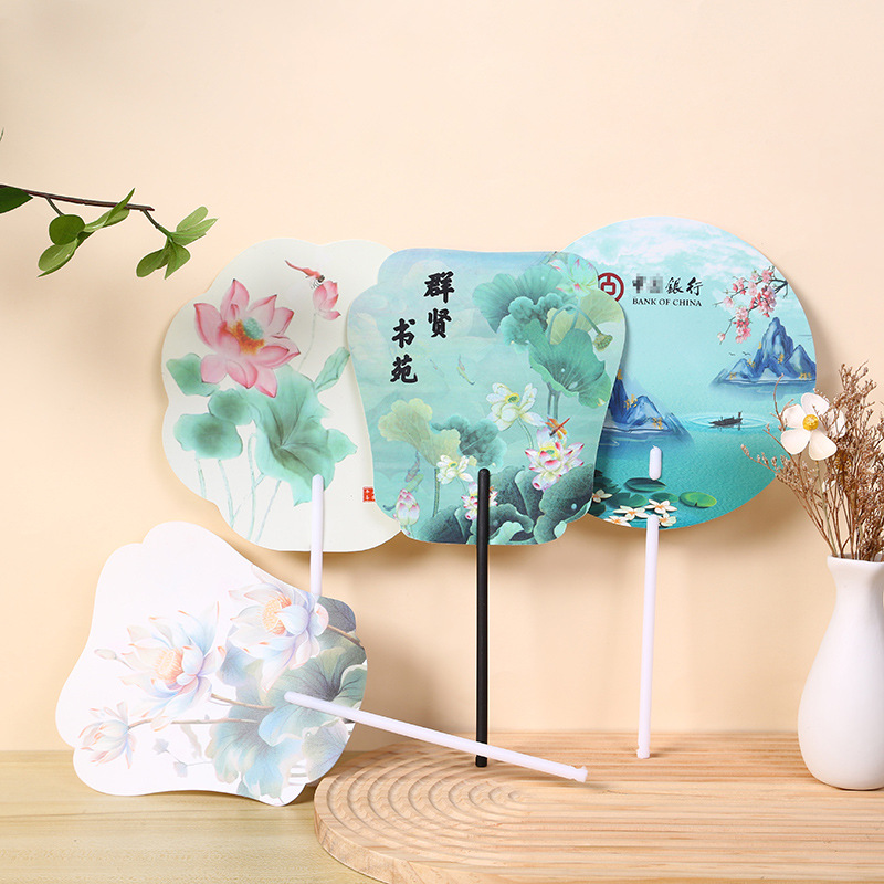 Advertising fan custom plastic cartoon handle rivet fan hospital education enrollment advertising fan custom pp fan