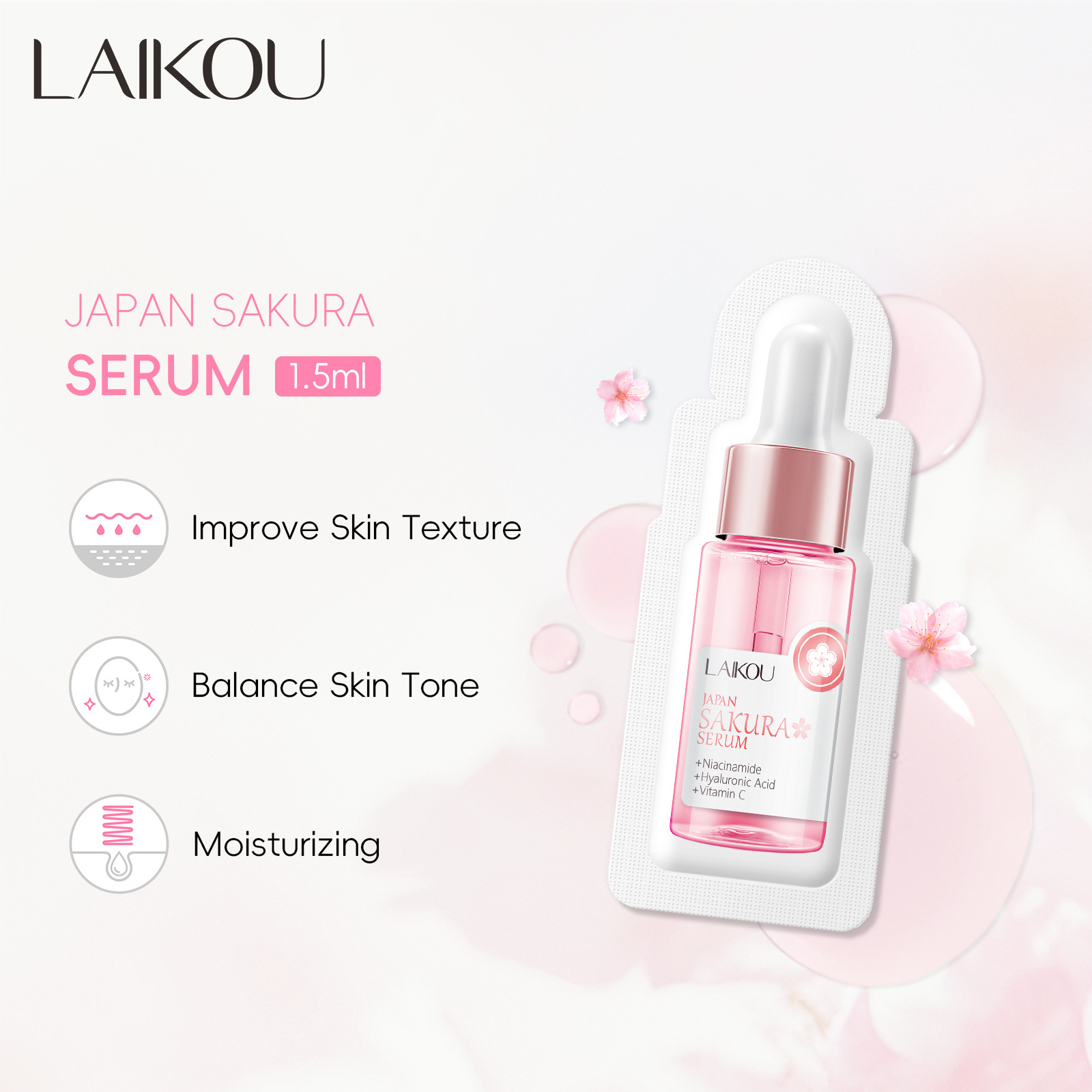 LAIKOU Cherry Blossom Essence 1 Pack 1.5ml Essence Hydrating and Moisturizing Skin Care Cross-border Supply