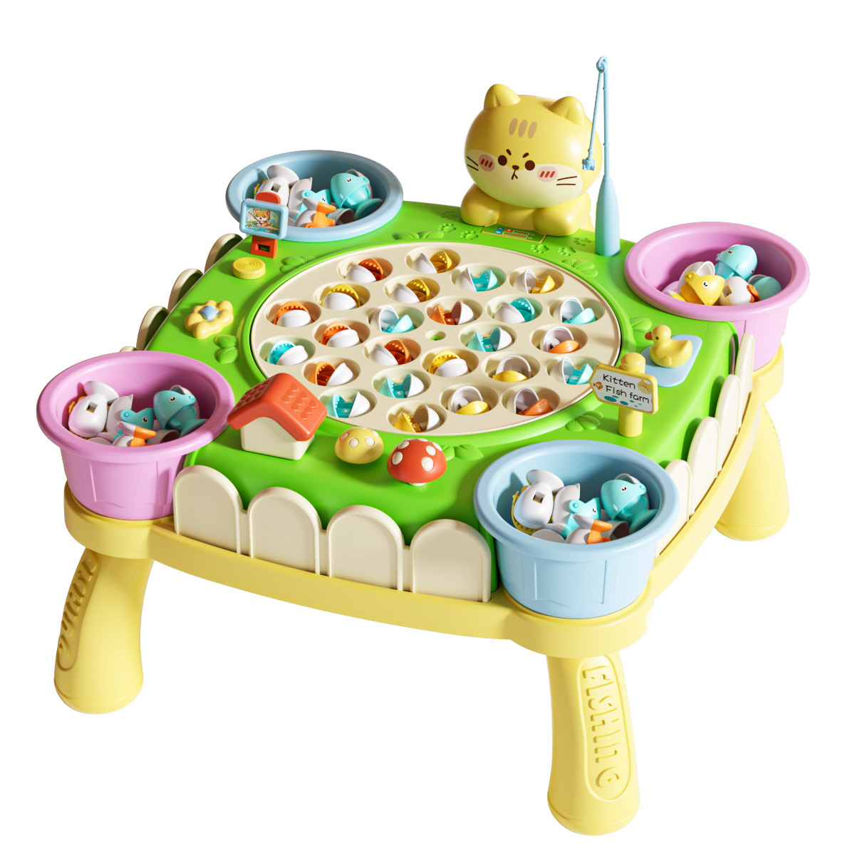 Children's Puzzle Early Education Electric Magnetic Kitten Diaoyutai Baby Multifunctional Music Interactive Play-house Toy