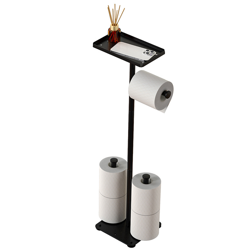 Cross-border Amazon paper roll holder vertical household iron toilet storage rack toilet paper storage rack floor tissue holder