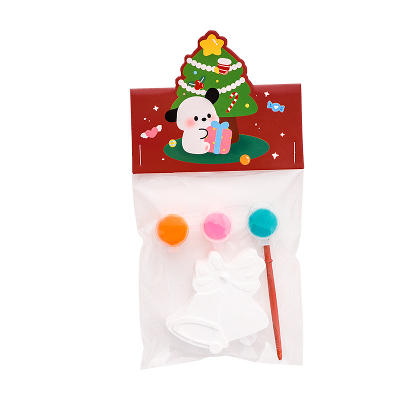 Children's Christmas Plaster Doll Kindergarten Cartoon Christmas Graffiti White Embryo Painting Color Filling Plaster Small Gifts