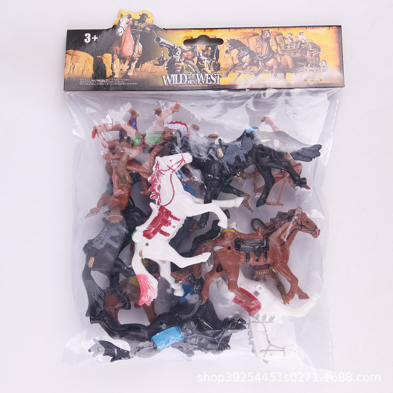 Cross-border Amazon riding doll model eight bottles of people eight horses Western Denim Indians sand table ancient characters