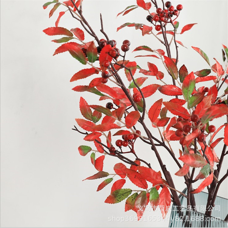 Hotel decoration flower arrangement soft decoration artificial plastic leaf material new Chinese home decoration artificial flower feel Fu Lu leaf