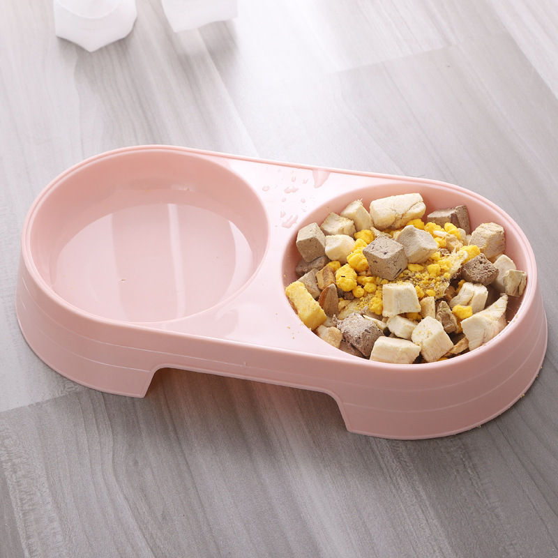 INS Macaron Color Oval Pet Double Bowl Simple Style Dog Bowl Pet Bowl Cheap Eco-friendly 8-word Bowl