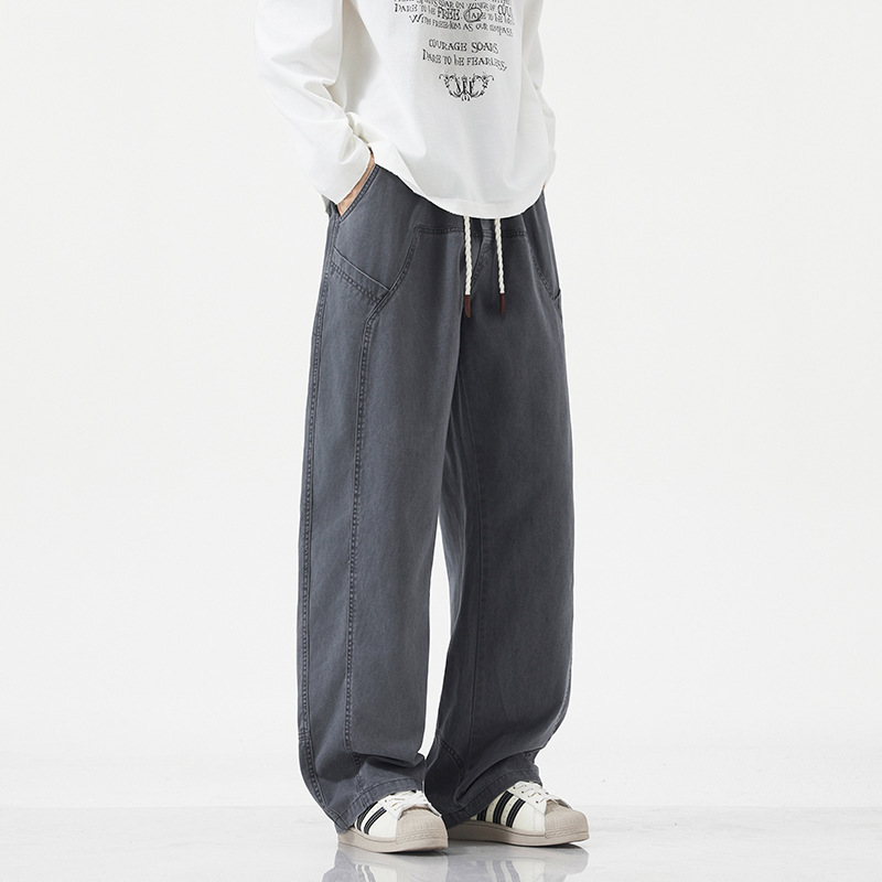 Jyf-M8809 Casual Pants Men's Spring & Fall Loose Straight Sports Long Pants Youth Trendyy Wide-Leg Pants Draped