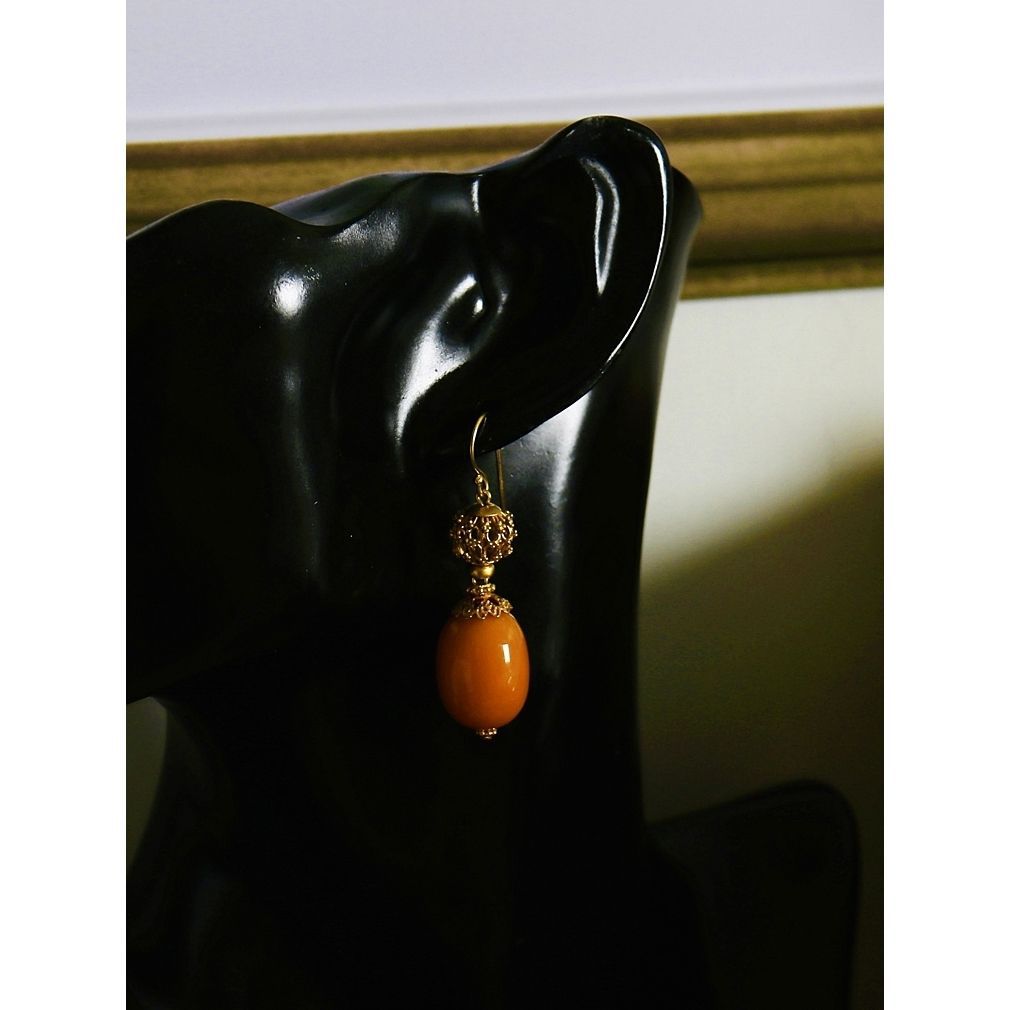 Authentic High-Quality Natural Old Beeswax Beads Large Size Handmade Earrings Retro Personalized Earrings Original Design