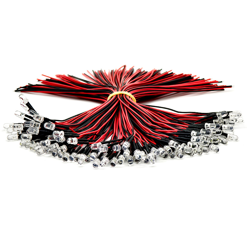 led lamp beads light-emitting diode with wire super bright 3mm5mm lamp beads welding wire light bar wire processing white hair White diy