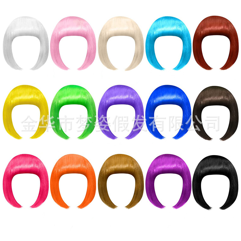 Парик из высокотемпературного шелка аккуратные челки студенческие волосы бобо 100г парик маскарадные принадлежности Хэллоуин 25см