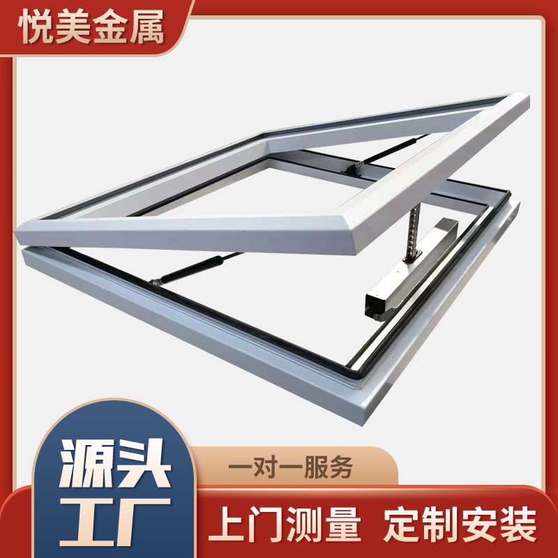 Aluminum Alloy Slanted House Roof Skylight Attic Skylight Glass Ventilation Window Sun Room Basement Breathable Electric Skylight