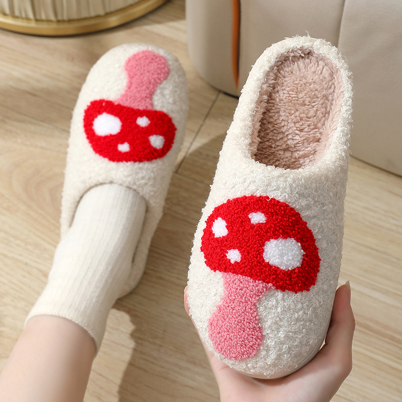 Halloween Cross-Border Popular Winter Love Cotton Slippers for Women Wholesale Indoor Home Rainbow Plush Warm Slippers