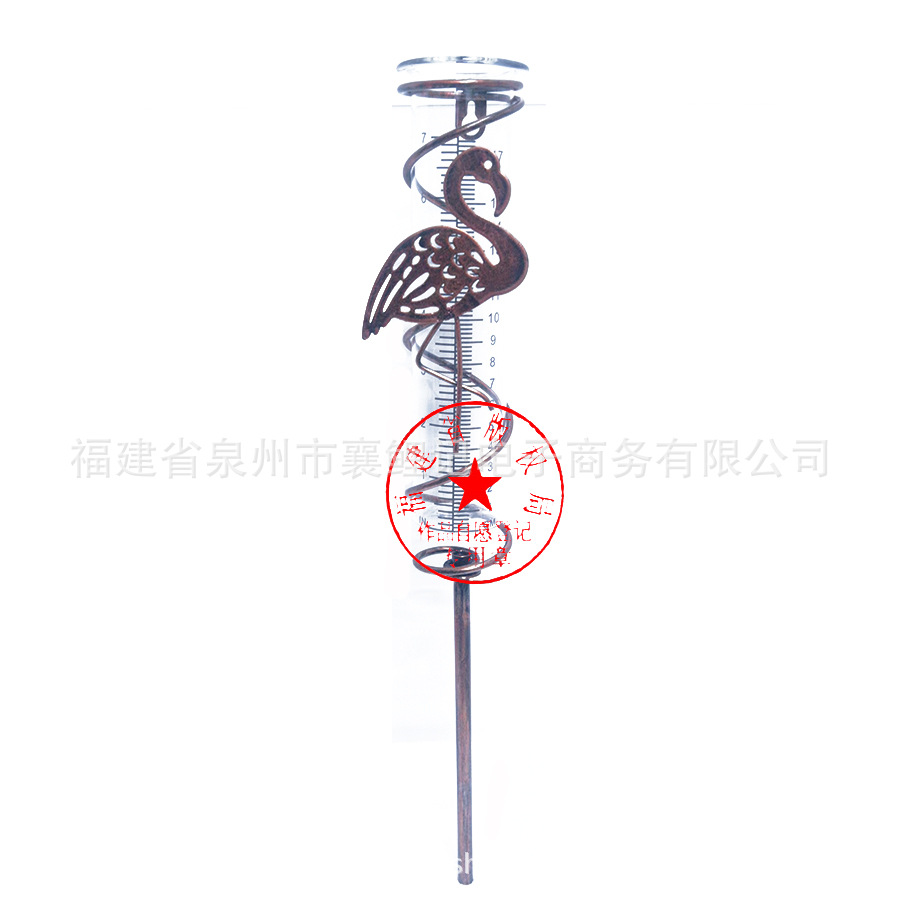 Metal Garden vertical pile rain gauge transparent glass tube iron decorative rain gauge lawn precipitation meter