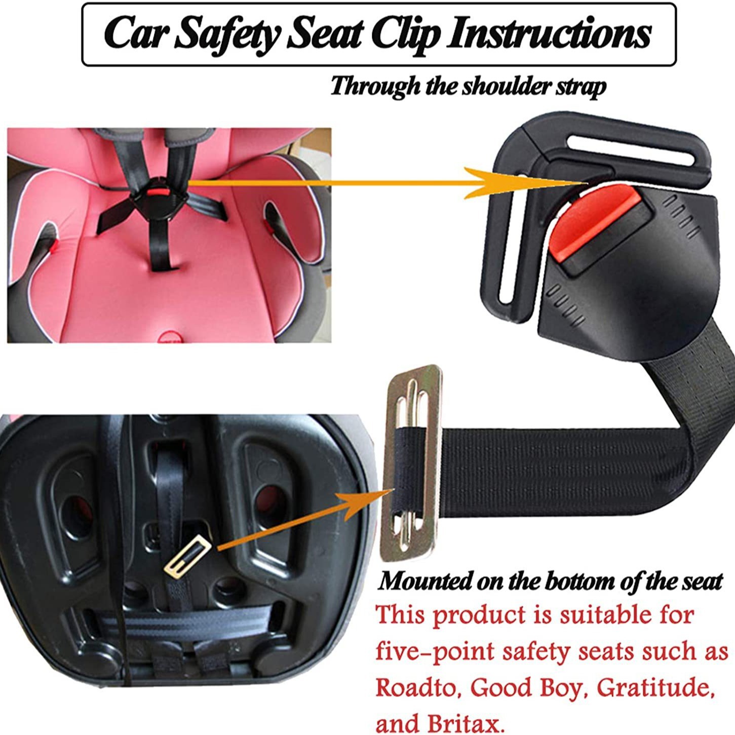 In Stock Car Kids Safety Seat Five-Point Lock Car Seat Toddler Safety Belt Clip Buckle Pull
