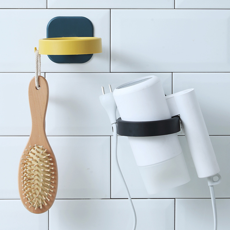 Free Drill Wall-mounted Multi-functional Hair Dryer Toilet Hanging Rack Wall-mounted Drilling Hair Dryer Storage Rack New Rack