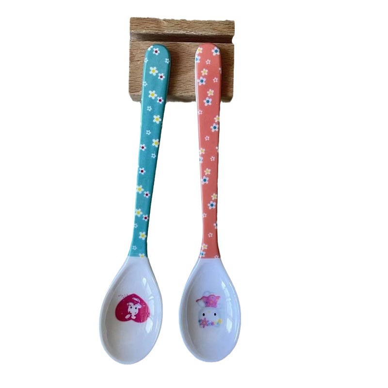 Foreign trade melamine tableware plastic small spoon children feeding spoon imitation porcelain cartoon spoon spoon spoon spoon 1 yuan supply