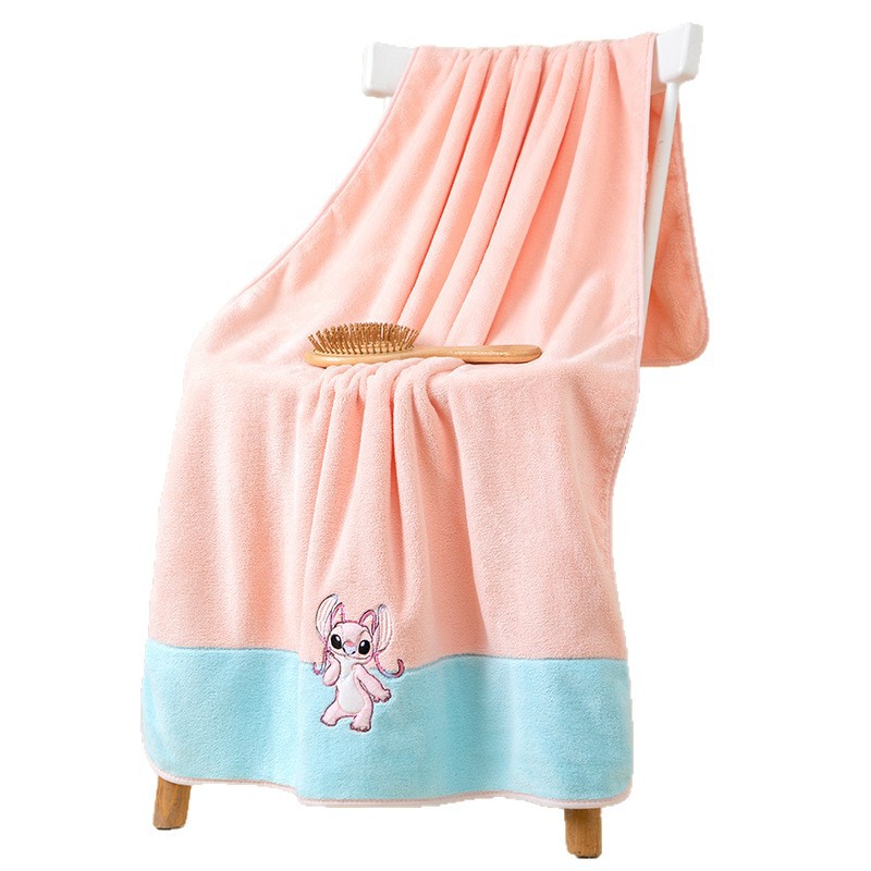 Disney Peripheral Stitch Coral Velvet Large Bath Towel Cartoon Absorbent Wearable and Wrapable Soft Couple Bath Towel New