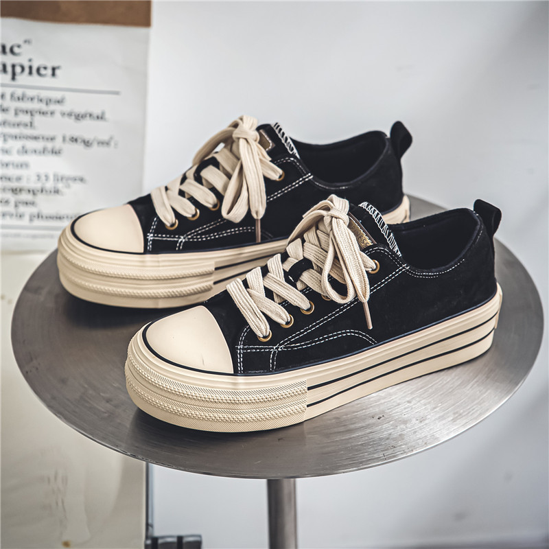 2023 autumn new platform couple board shoes men's and women's same canvas shoes basic three-time vulcanized shoes men's shoes