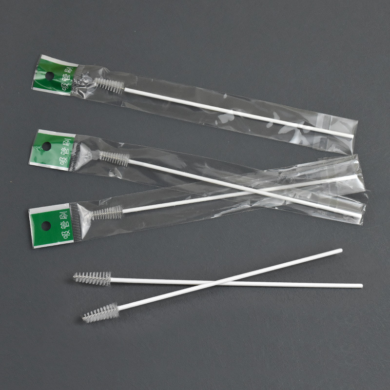 Spot wholesale white rubber tube brush children's kettle Cup bottle special cleaning brush white plastic straw brush factory