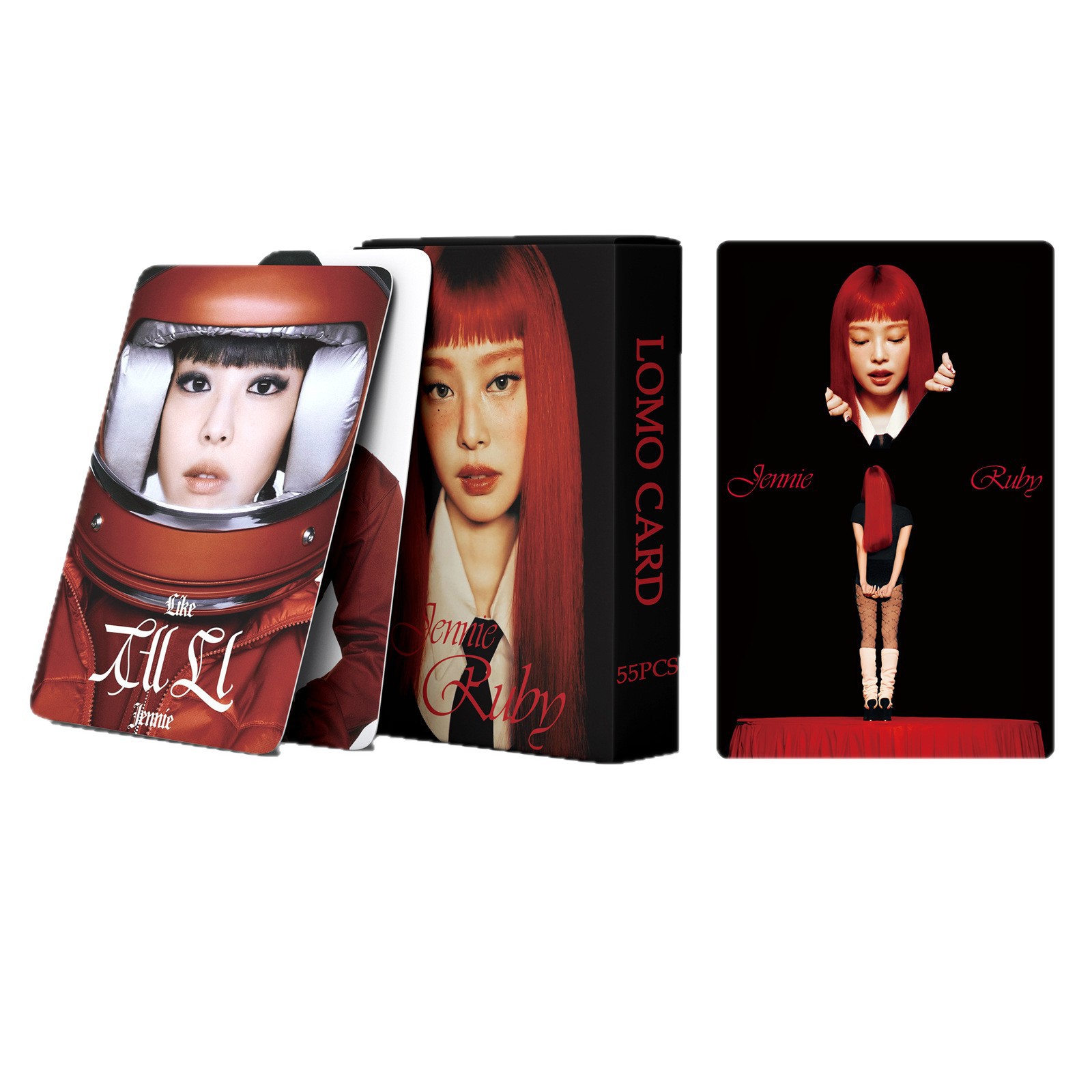 A Large Number of 55 Pink and Ink Jennie Ruby Photo Cards Jennie Star Kpop Peripheral Lomo Cards