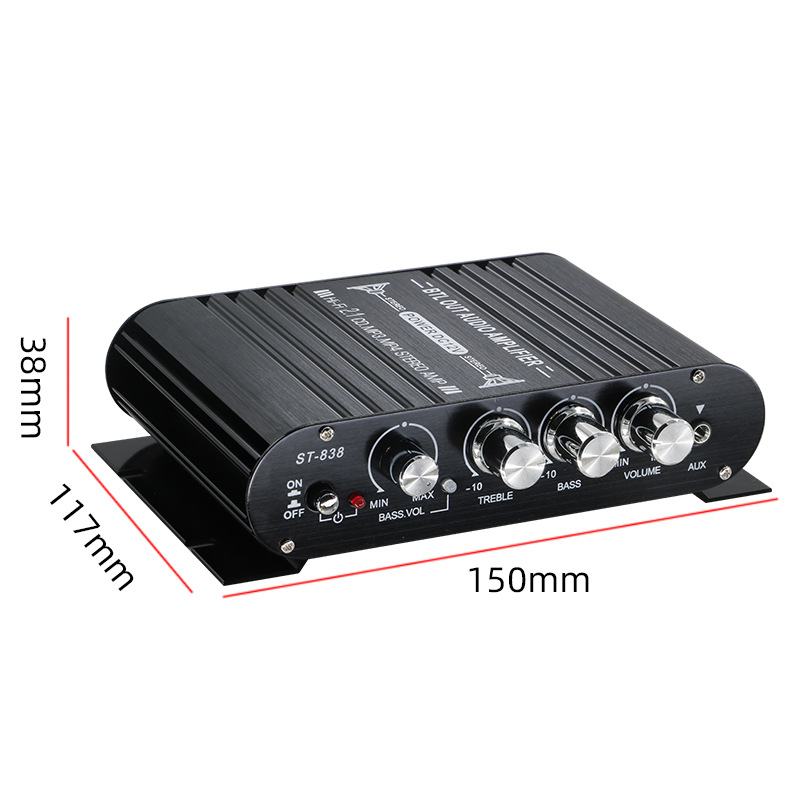 Hot Selling St-838 12V Car Home Power Amplifier 2.1 Channel with Super Bass Power Amplifier