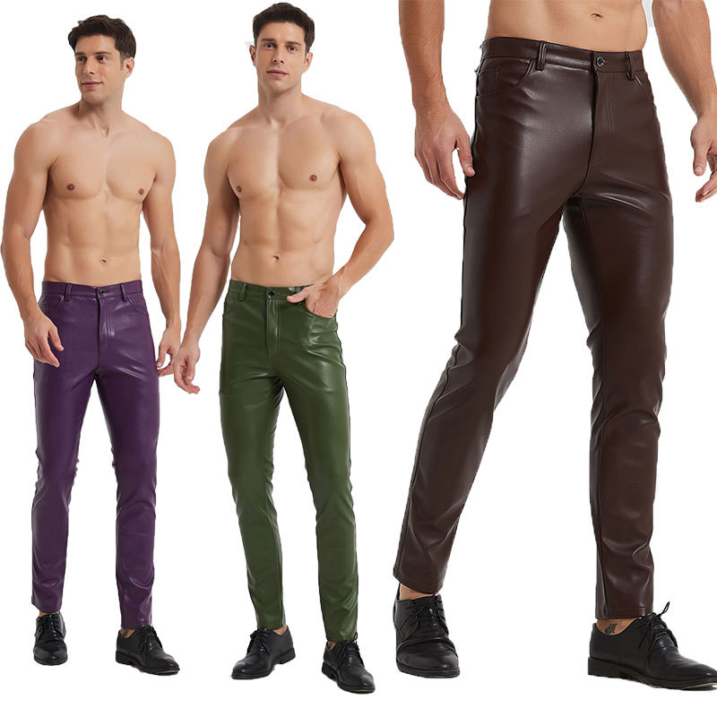 Новые осенние и зимние кожаные брюки для мужчин больших размеров, облегающие, модные, для мотоциклетных поездок