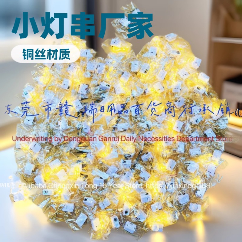 Small White Box Three Adjusting Light String Flower Cake Gift Box Decorative Light led Copper Light Small Lantern String