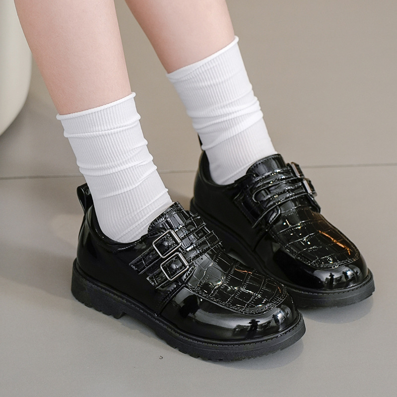 Boys' Leather Shoes, Kidsren's Shoes, Spring & Fall 2025 New Fashion British Style Black Soft-Soled Primary School Students' Performance Shoes