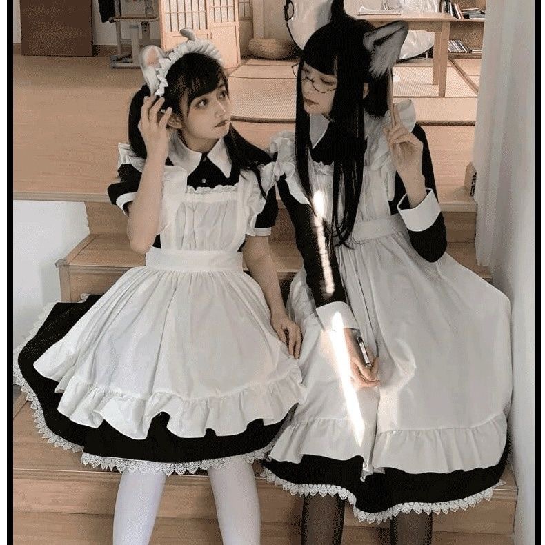 Костюм горничной больших размеров, длинный стиль, мужская одежда, женская одежда, Lolita, аниме, униформа для косплея, европейская версия