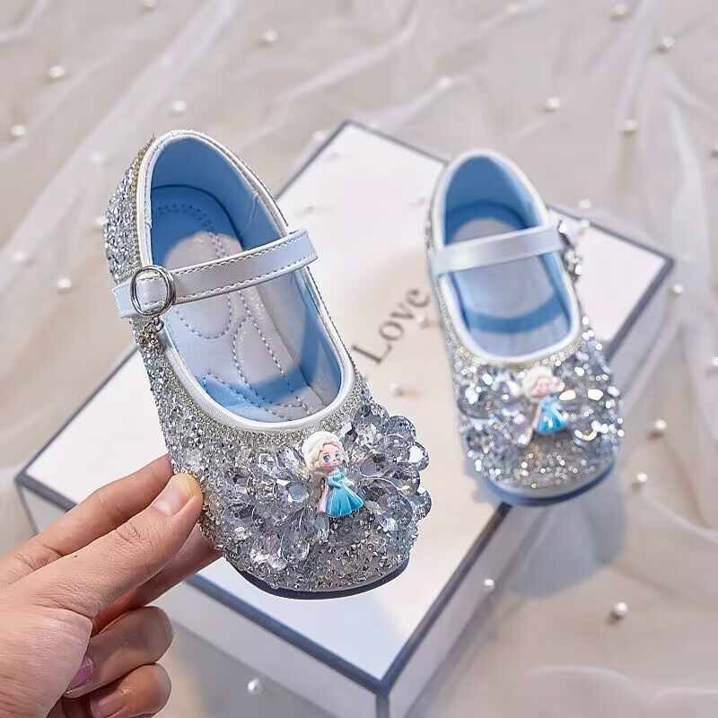 Children's Princess Shoes Crystal Shoes Aisha 2025 Spring and Autumn New Girls' Leather Shoes Soft Sole Baby Shoes