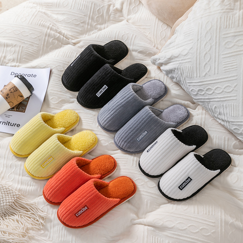 Cixi Cotton Slippers Spring and Autumn and Winter Men's Home Indoor Non-slip Home Warm Couple Winter Fur Plush Women