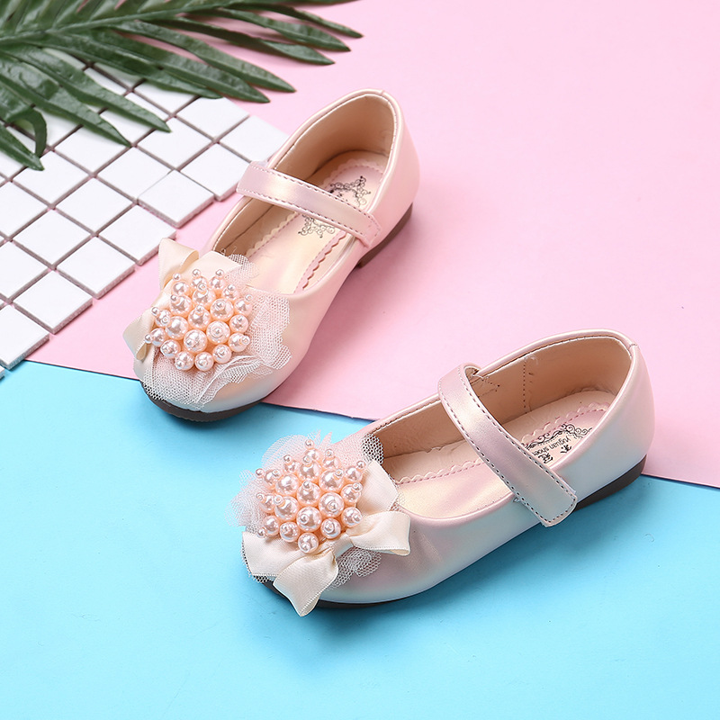 Girls Leather Shoes Rhinestone Princess Shoes Spring and Autumn 2023 New Korean Style Children Crystal Soft Sole Shoes White Shoes