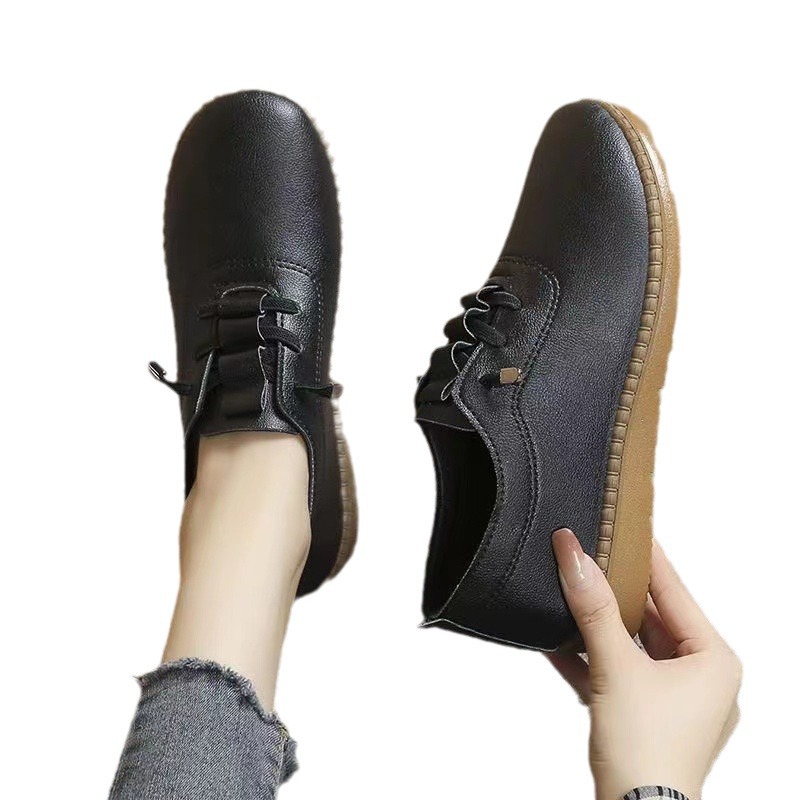 Women's 2025 new fashion soft leather soft bottom flat shoes shoes casual small leather shoes mother shoes manufacturers wholesale