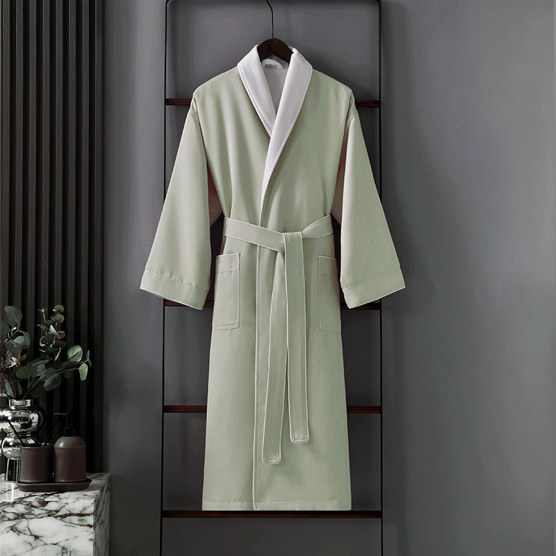 Customized Double-Layer Gabardine Bathrobe for Five-Star Hotels, Thickened and Absorbent, Suitable for Guesthouses, Beauty Salons, and Hotels, All-Season Use