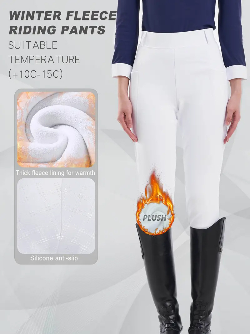 In-Stock Fleece-Lined Equestrian Pants with Full Silicone Non-Slip Wear-Resistant Elastic Riding Pants for Autumn and Winter, Fleece-Lined and Thickened Riding Pants