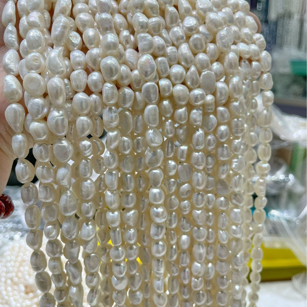 Zhuji Natural Freshwater Pearl 3-10mm Straight Hole Two-Sided Light 3A Semi-Finished Beads Loose Beads DIY Necklace Accessories