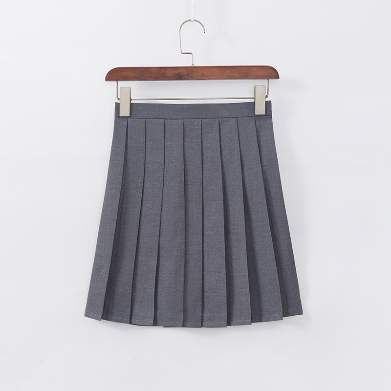 Manufacturer Supplies Jk Uniform Skirt Suit Embroidered Gray Three Long-Sleeved Pleated Skirt Sweet Preppy Style Suit Wholesale
