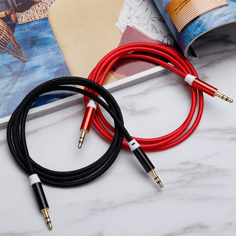 Aux Braided Audio Cable Car-Mounted 3.5mm Male-To-Male Audio Cable Mobile Phone Speaker Headphone Audio Cable Factory Direct Sales