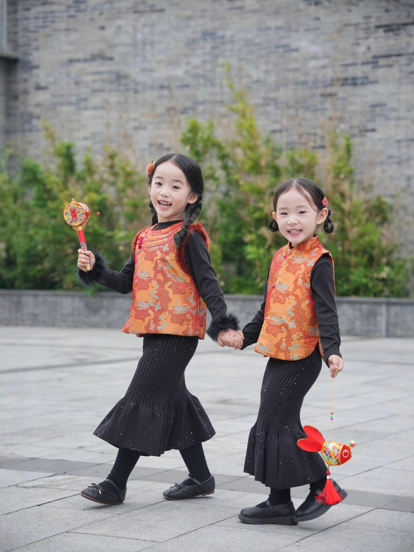 Little Boy's Winter Hanfu, Baby's High-End Mink Fur Vest, Sibling Outfit, Vest for Brother and Sister, New Year Outfit