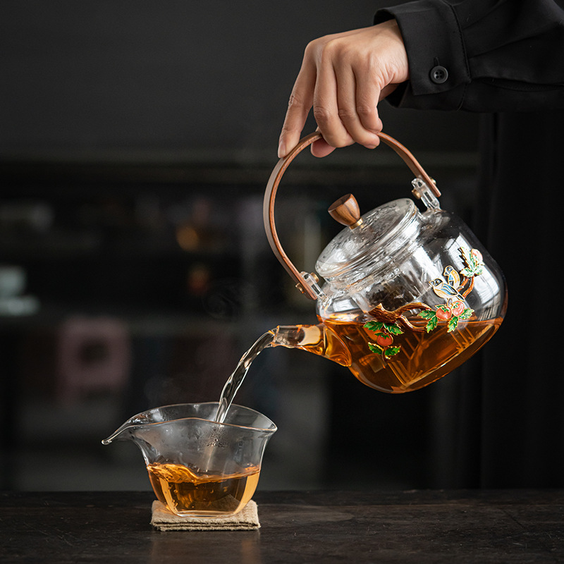 Electric Ceramic Stove Tea Maker Glass Tea Brewing Kettle Water Boiling Tea Pot Fully Automatic Household Steam Tea Stove Set