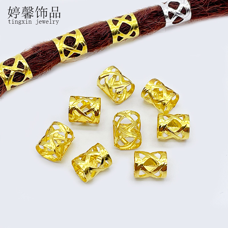 Декор для волос из железа с золотой плетенкой и трубкой