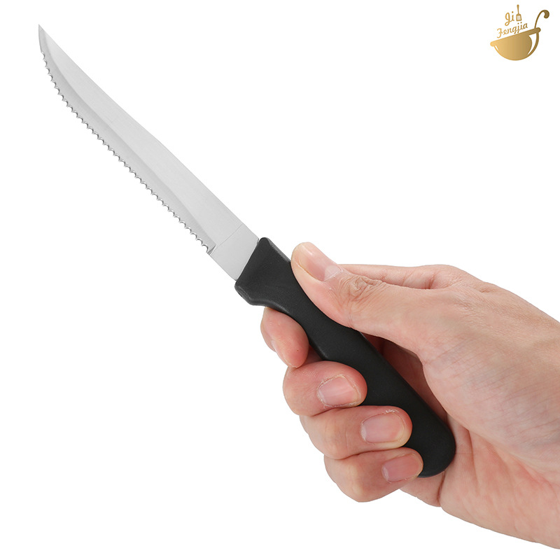 In stock stainless steel steak knife black plastic handle steak knife fine serrated knife steak knife Amazon