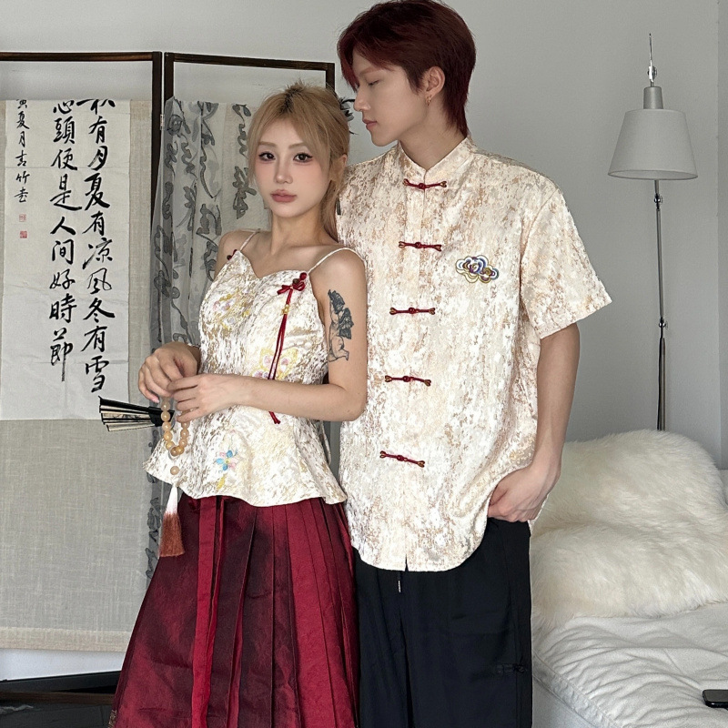 2025 летнее новое национальное стильное парное короткое платье классическая форма юбка для мужчин и женщин