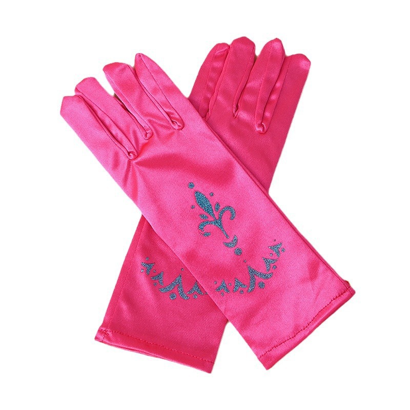 Cross-Border European and American Hot-Selling Printed Ice and Snow Elsa Children's Stage Performance Prince Princess Dress Accessories Satin Gloves