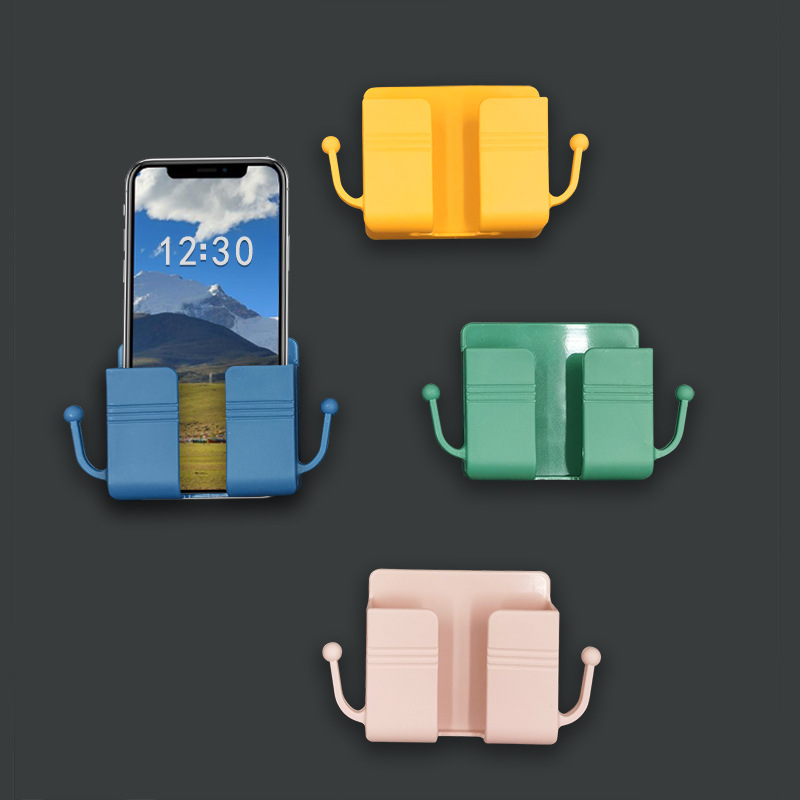 Remote Control Storage Box Wall-Mounted Bedside Mobile Phone Charging Bracket Storage Rack Hanging Rack Without Punching with Hook