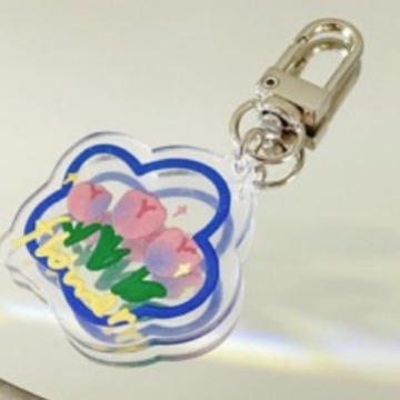 Transparent Tulip Flower Fashion Personality Girl's Heart Cute Internet Red Creative Keychain Pendant Fashion Brand Personality New