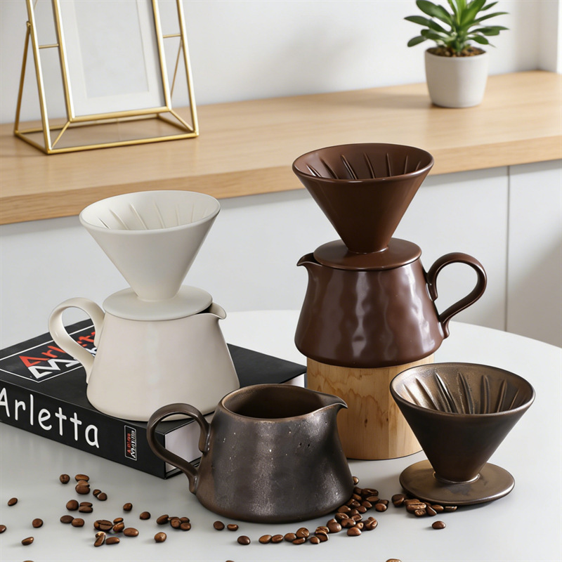 Набор керамических кофейных кастрюль, ручная работа, кросс-бордерная поставка, делящаяся кастрюля, воронка V60, кофейный фильтр