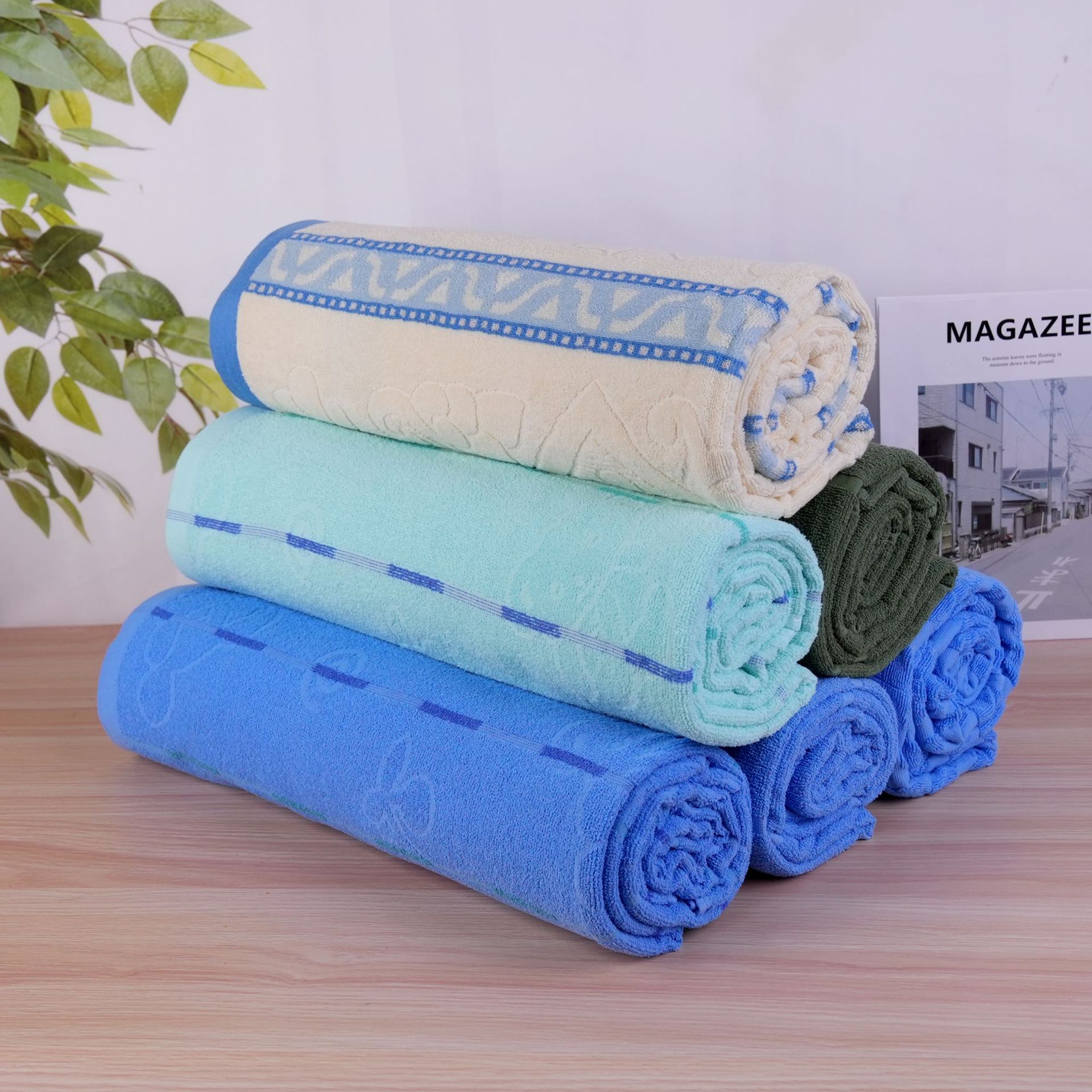 Pure Cotton Plain Jacquard Towel Blankets, Supported by Civil Affairs Reserves, Available in Various Patterns, Labor Protection Towel Blankets with Active Printing and Dyeing