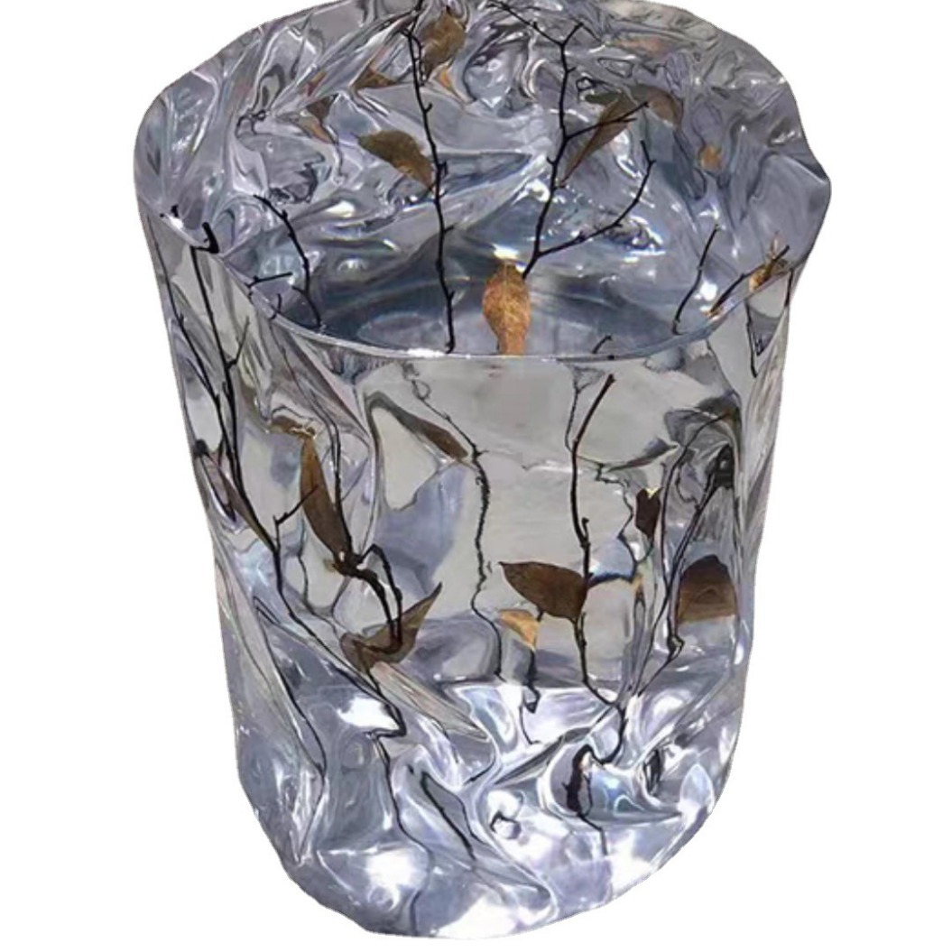 Soft decoration home decoration company Exhibition Crystal stool front desk reception place resin sitting Pier high-grade club solid wood chair