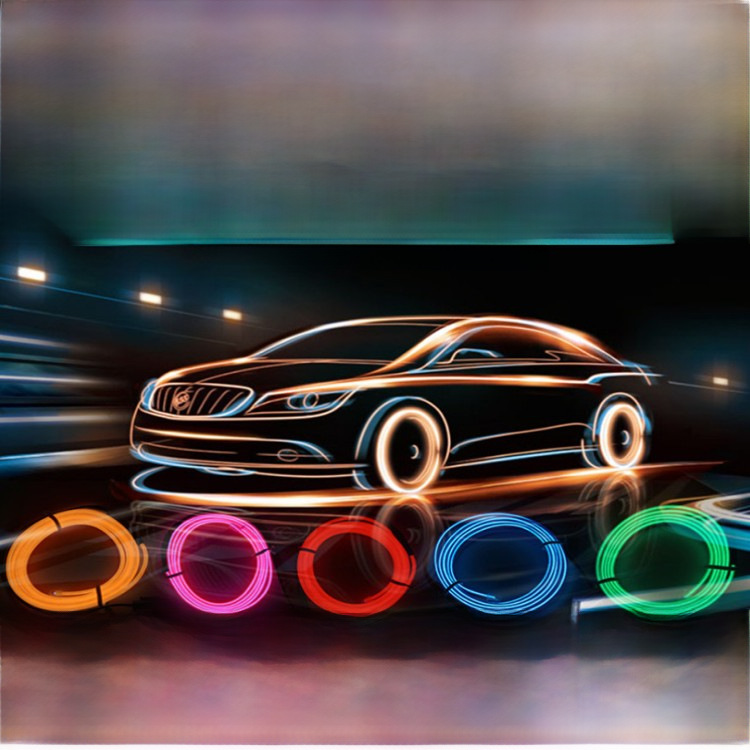 Led Strip Car Interior Decorative Atmosphere Light Guide Strip El Luminous Wire 12V Cold Light Strip Night Light Ultra-Thin Flexible